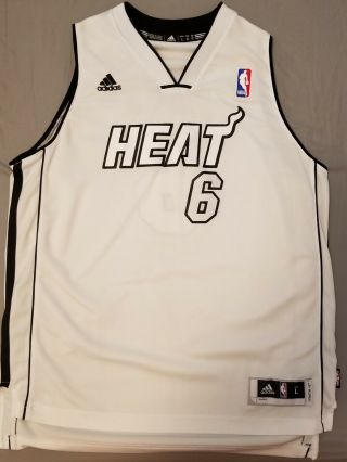 Rare Adidas Nba Miami Heat Lebron James White Hot Basketball Jersey - Women 