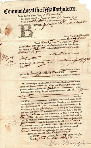 1810,  Congress William Stedman,  Judge Edward Bangs,  Signed Group Of Documents