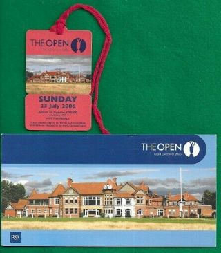Tiger Woods Won 2006 British Open Sunday Badge / Ticket Order Folder,  Gem