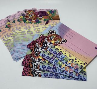 Vintage Lisa Frank Hunter Cheetah Cat Stationery Paper Envelopes