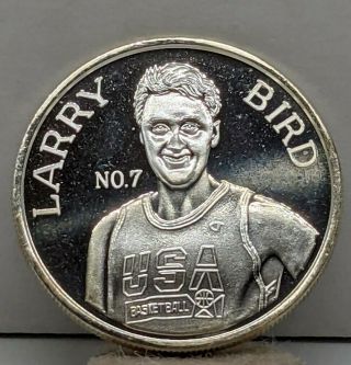 Rare 1992 Larry Bird Silver Round.  Barcelona Olympics Basketball Usa Dream Team