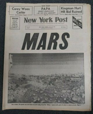 Viking 1 - Mars Landing - Space - 1976 York Post Newspaper
