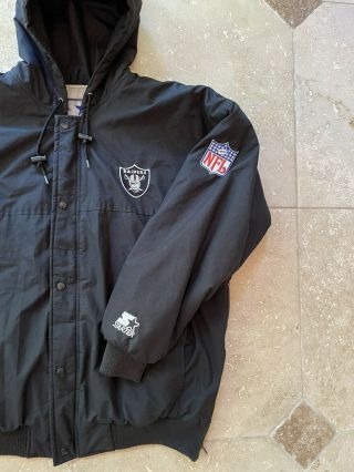 VTG Starter Oakland Raiders Full Zip Parka Bomber Jacket Size Large 2