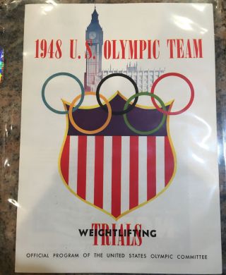Vintage 1948 Us Olympic Team Weightlifting Trials Program Bob Hoffman