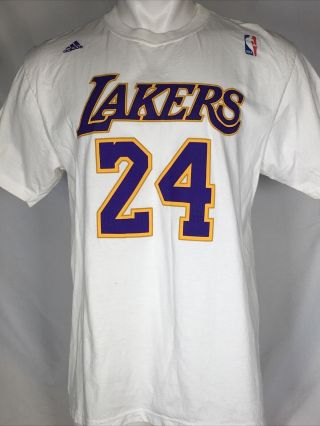 Kobe Bryant 24 Los Angeles Lakers White Adidas Jersey Style T - Shirt Men 