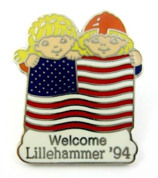 1994 Lillehammer Winter Olympic Games Usa Noc American Flag Welcome Pin Badge