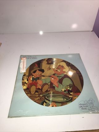 Vtg Disneyland Records Walt Disney’s Pinocchio Lp Vinyl Picture Disc 1980