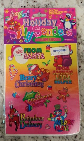 Vintage Lisa Frank Holiday Silly Sender Stickers - 2 Sheets