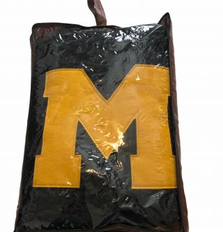 Vintage University Of Michigan College Wool Letter Stadium Blanket Throw 60 X 42