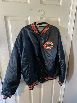 Vintage 80s Chicago Bears Game Day Locker Line Nfl Football Satin Winter Jacket