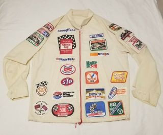 Vintage 80s Homemade Autographed Signed Darrell Waltrip Nascar Pit Crew Jacket S
