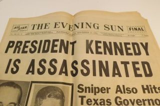 John F Kennedy Assassination Newspaper.  Date Of Assassination.  Nov 22,  1963