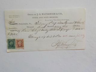 Antique Document 1867 Lehigh Valley Railroad Scrip 2 Revenue Stamps Paper Old Us