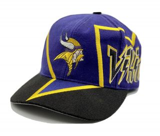 Minnesota Vikings Vtg 90s Drew Pearson Lightning Bolt Graffiti Nfl Snapback Hat