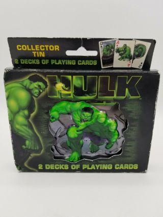 The Incredible Hulk Bicycle Playing Cards With Collector Tin Marvel 2003