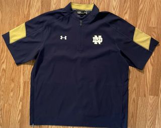 Notre Dame Football Team Issued 1/4 Zip Jacket Blue 2xl