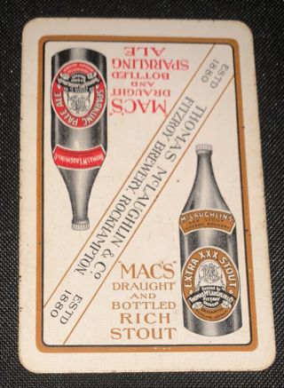 Playing Swap Cards 1 Old Australian Mac’s Draught Ale Fitzroy Brewery Advt Cream