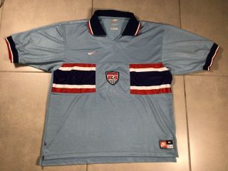 Vtg Men’s 1998 Nike Us Usa National Team Sz M Blue Grey Soccer Jersey World Cup