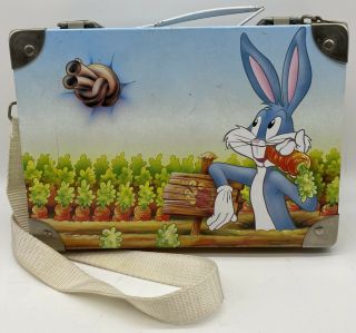 1985 Rare Warner Bros Bugs Bunny & Elmer Fudd Metal Bag Suitcase Pierre Henry
