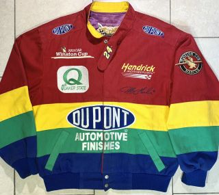 Vintage Jeff Gordon Rainbow Dupont Nascar Jeff Hamilton Jacket 90s Size M Rare