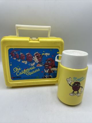 Vintage 1987 " The California Raisins " Thermos Plastic Lunch Box With Thermos