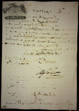 1836 Colonial Spain Espana Signed Miguel Tacon As Captain General & Archbishop