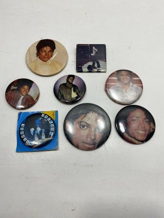 Michael Jackson Pins - Over 2 " - Old / Vintage Pinbacks / Buttons.  Quantity 8