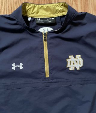 Notre Dame Football Team Issued 1/4 Zip Jacket Blue XL 2