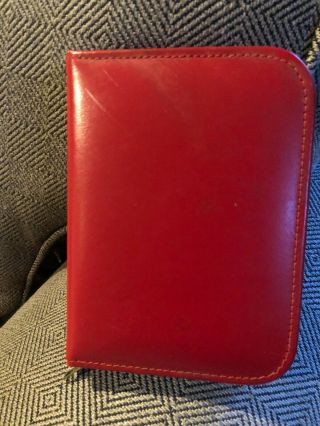 Vintage Kem Playing Card Set In Red Cowhide Leather Case - 2 Deck Case