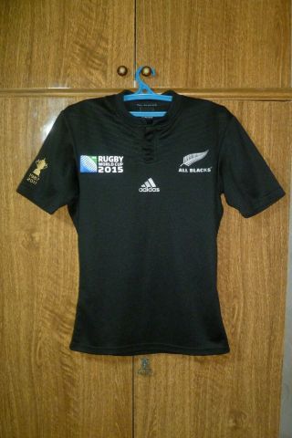 All Blacks Adidas Zealand Rugby Shirt World Cup 2015 Wc Champions Men Size S