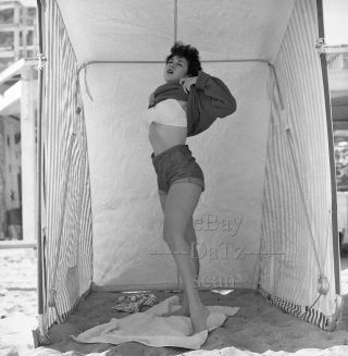 1950s Negative - Busty Pinup Girl Gigi Frost In Beach Tent - Cheesecake T279869