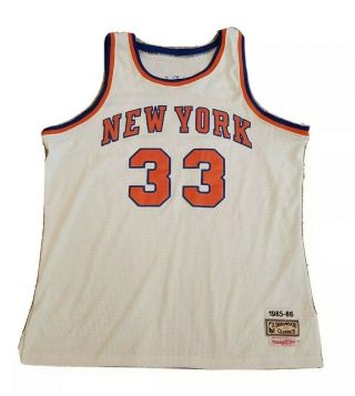 Mitchell & Ness York Knicks 1985 Patrick Ewing Authentic White Orange Jersey