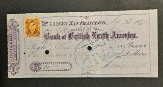 1871 Bank Of British North America Sf $150 Check W/revenue Stamp - D3950csx2