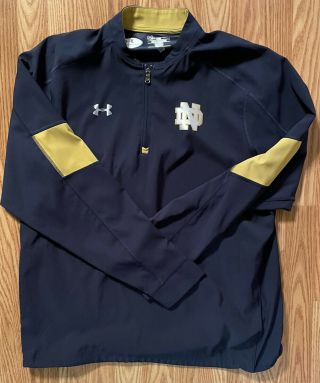 Notre Dame Football Team Issued 1/4 Zip Jacket Size Large