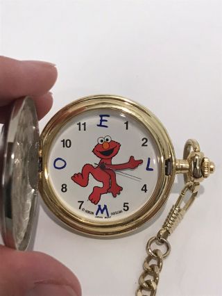 Vintage Henson Fantasm Elmo Pocket Watch And Chain Sesame Street Vintage