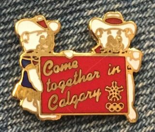 1988 Olympic Pin Calgary Winter Games Mascots Come Together In Calgary