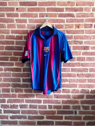 2001 - 2002 Nike Fc Barcelona Home Jersey (size: L)