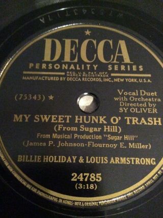 Billie Holiday - Decca 78 Rpm - My Sweet Hunk O 