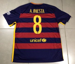 Men’s Nike Fc Barcelona A.  Iniesta 8 Sz Xl Authentic Soccer Jersey Shirt