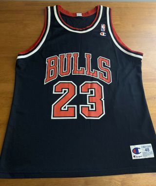 Michael Jordan Black Chicago Bulls Champion Jersey 23 Size 48/xl