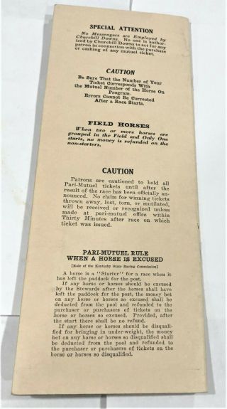 1939 KENTUCKY DERBY PROGRAM - writing on inside pages but not on covers 2