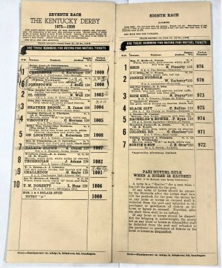 1939 KENTUCKY DERBY PROGRAM - writing on inside pages but not on covers 3