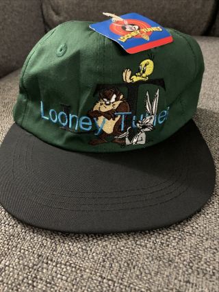 Vintage Hat Looney Tunes Taz Tweety Buggs Bunny Nwt Stretch Fit 1997 Looney Tune