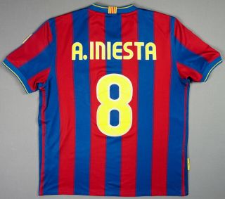 Andres Iniesta Fc Barcelona 2009/10 Home L Football Shirt Jersey Camiseta Patch