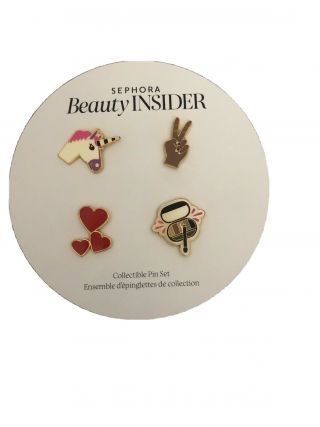 Sephora Beauty Insider Collectible Pin Set: Unicorn Peace Shadow Hearts