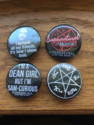 Supernatural Tv Series Set Of 4 - 1 1/4 Inch Buttons - Pins - Badges