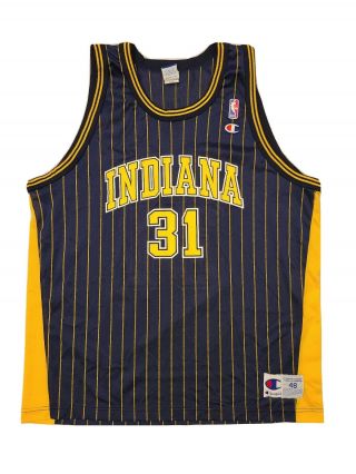 Vintage Champion Reggie Miller Indiana Pacers Pinstriped Basketball Jersey 48 Xl