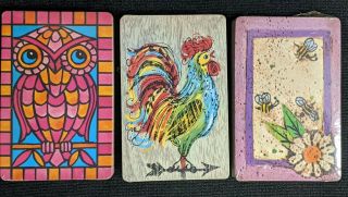 3 Decks Stained Glass Owl Playing Cards Colorful Rooster Busy Bees Trump