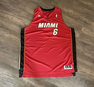 Lebron James Miami Heat Mens Jersey Size 4xl Red Stitched Embroidered Adidas