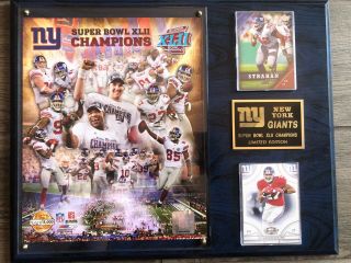 Nfl 2007 Ny Giants Bowl Champions Xlii Plaque Limited Edition Blue Wood Pl